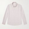 Button-Down Collar Striped Cotton Shirt