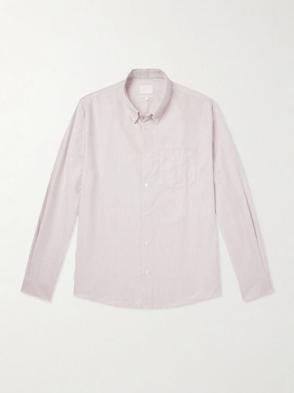 Button-Down Collar Striped Cotton Shirt