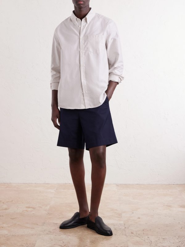Button-Down Collar Striped Cotton Shirt - OU