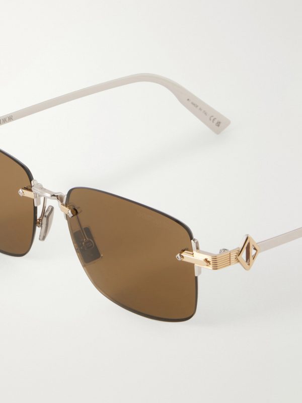 CD Diamond S11U Rectangular Gold-Tone Sunglasses - CU