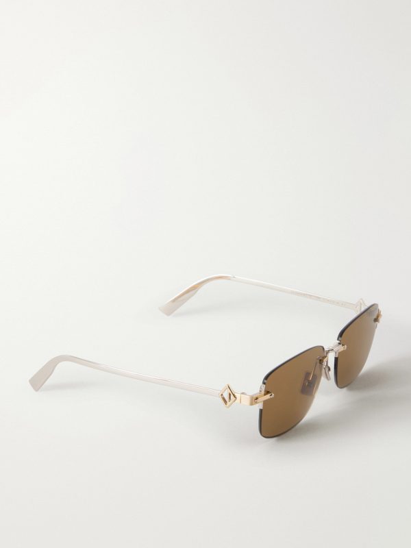 CD Diamond S11U Rectangular Gold-Tone Sunglasses - FR