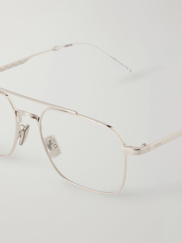 DiorBotanicaO N1U Aviator-Style Silver-Tone Glasses - CU DiorBotanicaO N1U Aviator-Style Silver-Tone Glasses - CU
