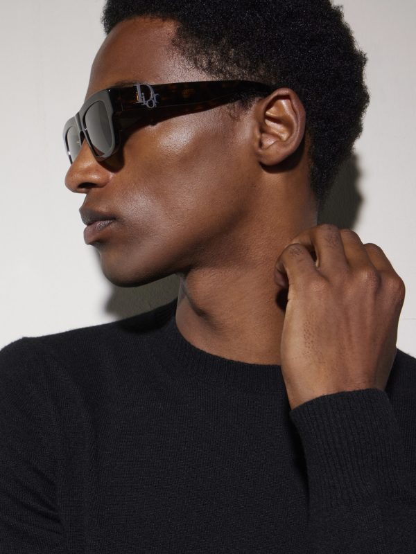 Dior Oblique S3I Rectangular-Frame Acetate Sunglasses - BK