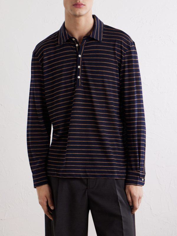 Raya Striped Cotton-Jersey Polo Shirt - FR Raya Striped Cotton-Jersey Polo Shirt - FR