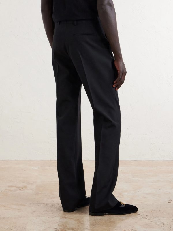 Straight-Leg Pleated Grain de Poudre Wool Trousers - BK