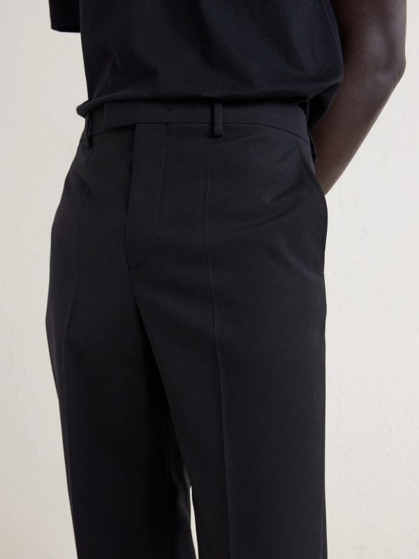 Straight-Leg Pleated Grain de Poudre Wool Trousers - CU