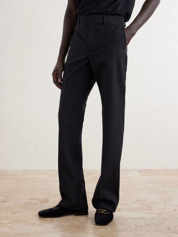 Straight-Leg Pleated Grain de Poudre Wool Trousers - FR