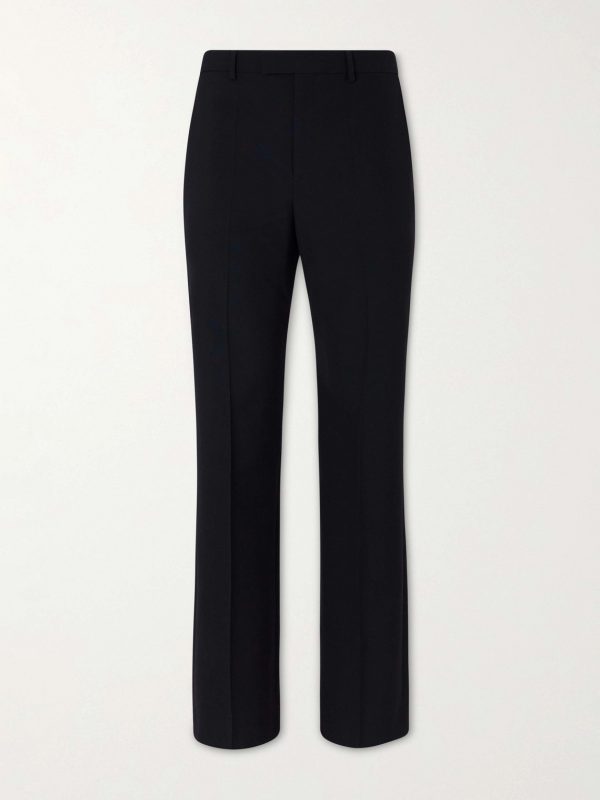 Straight-Leg Pleated Grain de Poudre Wool Trousers