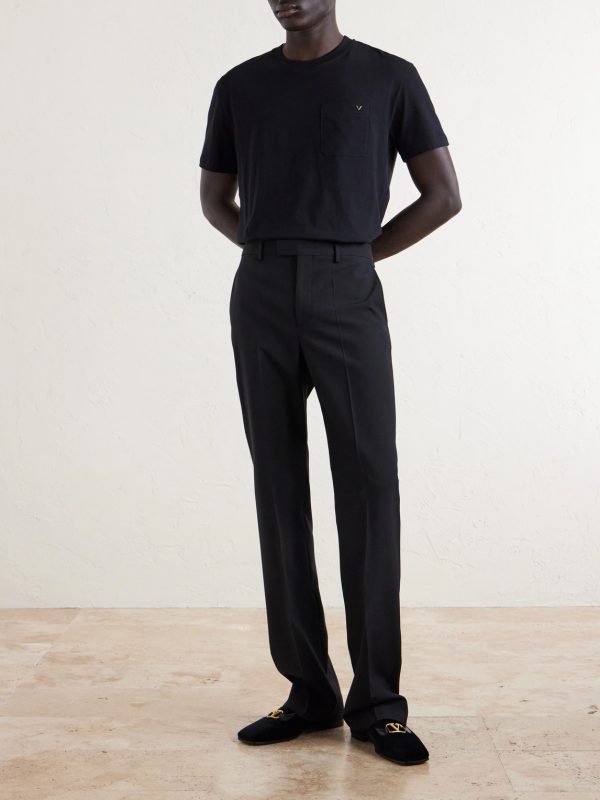 Straight-Leg Pleated Grain de Poudre Wool Trousers - OU