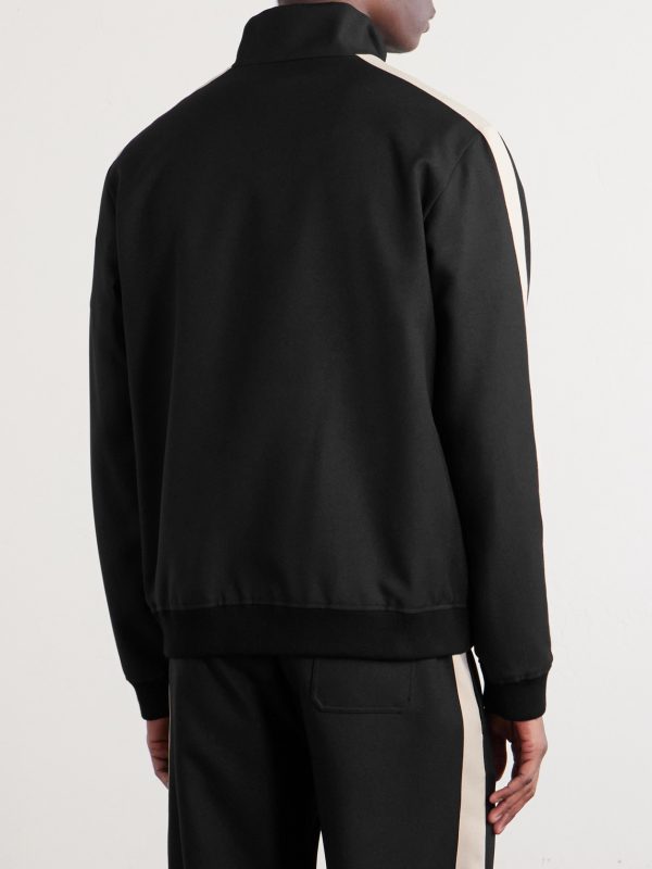 Logo-Appliqued Drill Zip-Up Sweatshirt - BK