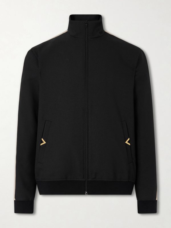 Logo-Appliqued Drill Zip-Up Sweatshirt