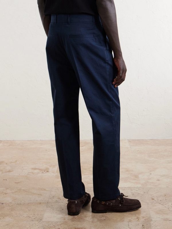 VLogo Straight-Leg Pleated Cotton-Gabardine Trousers - BK VLogo Straight-Leg Pleated Cotton-Gabardine Trousers - BK