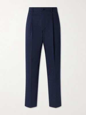 VLogo Straight-Leg Pleated Cotton-Gabardine Trousers VLogo Straight-Leg Pleated Cotton-Gabardine Trousers