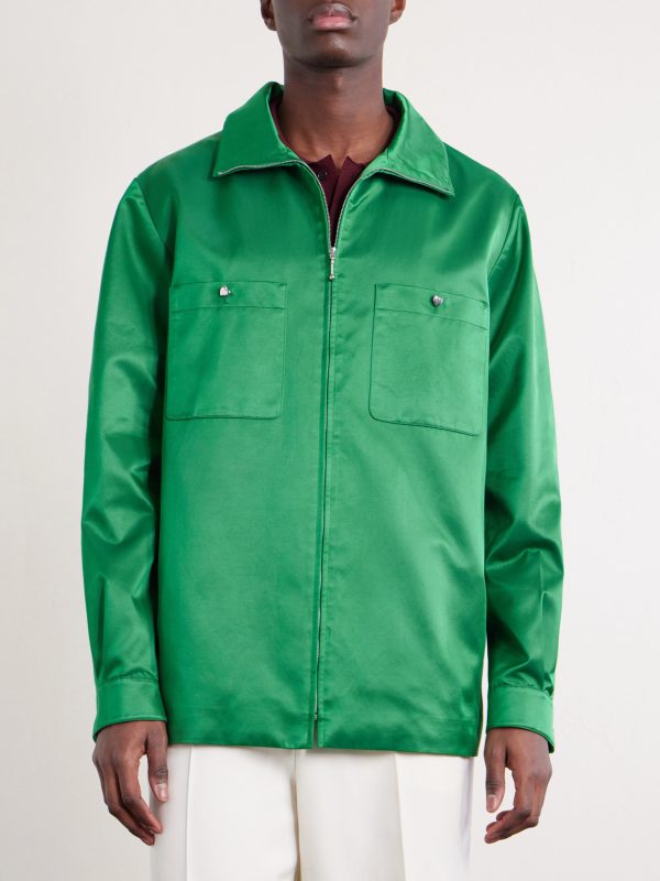 Satin Zip-Up Jacket - FR Satin Zip-Up Jacket - FR