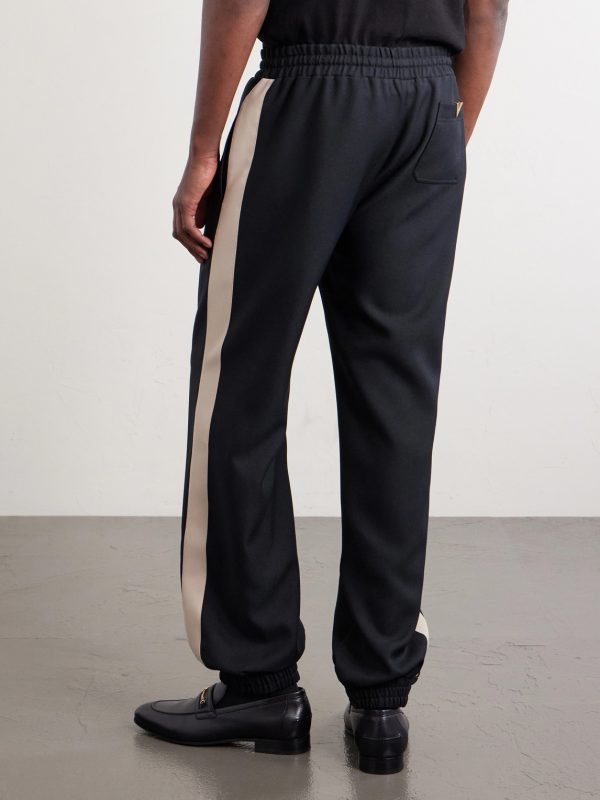 Tapered Logo-Appliqued Striped Drill Sweatpants - BK Tapered Logo-Appliqued Striped Drill Sweatpants - BK