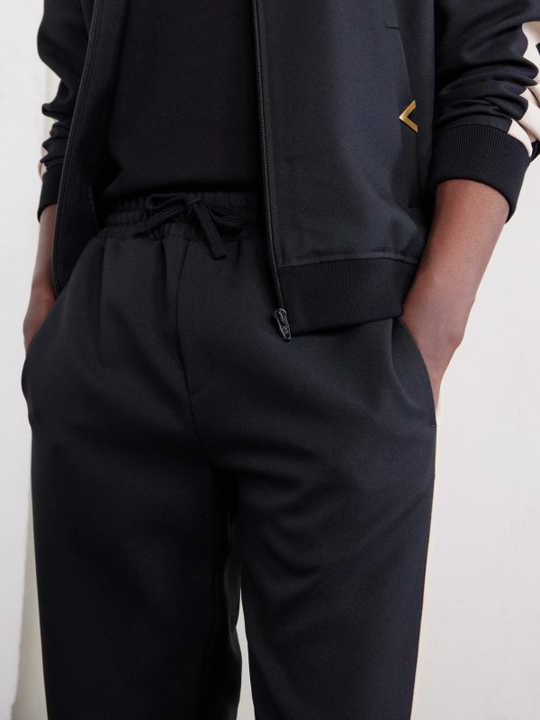 Tapered Logo-Appliqued Striped Drill Sweatpants - CU Tapered Logo-Appliqued Striped Drill Sweatpants - CU