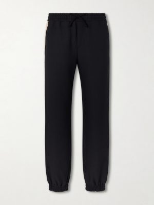 Tapered Logo-Appliqued Striped Drill Sweatpants Tapered Logo-Appliqued Striped Drill Sweatpants