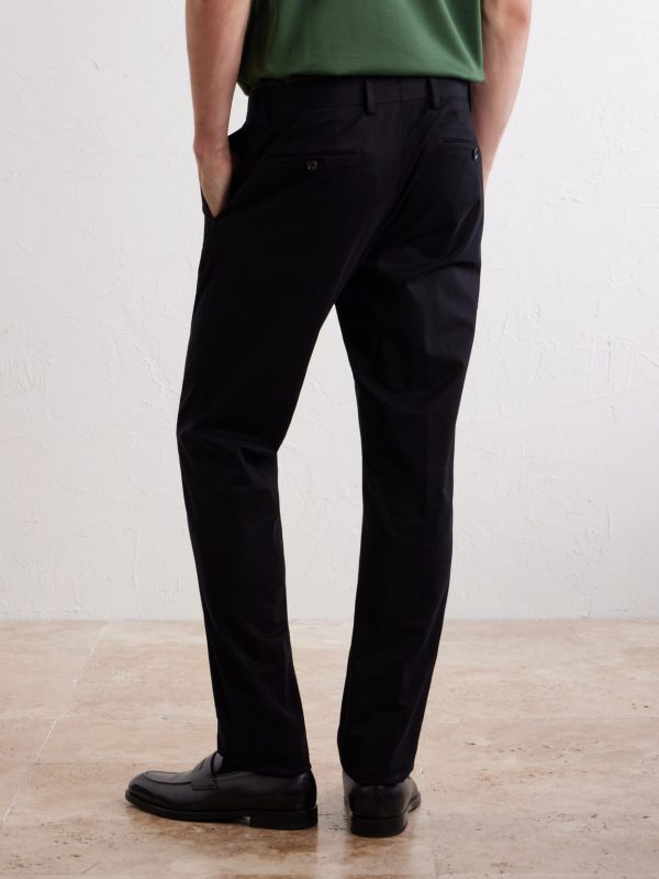 Straight-Leg Stretch Cotton-Twill Trousers - BK Straight-Leg Stretch Cotton-Twill Trousers - BK