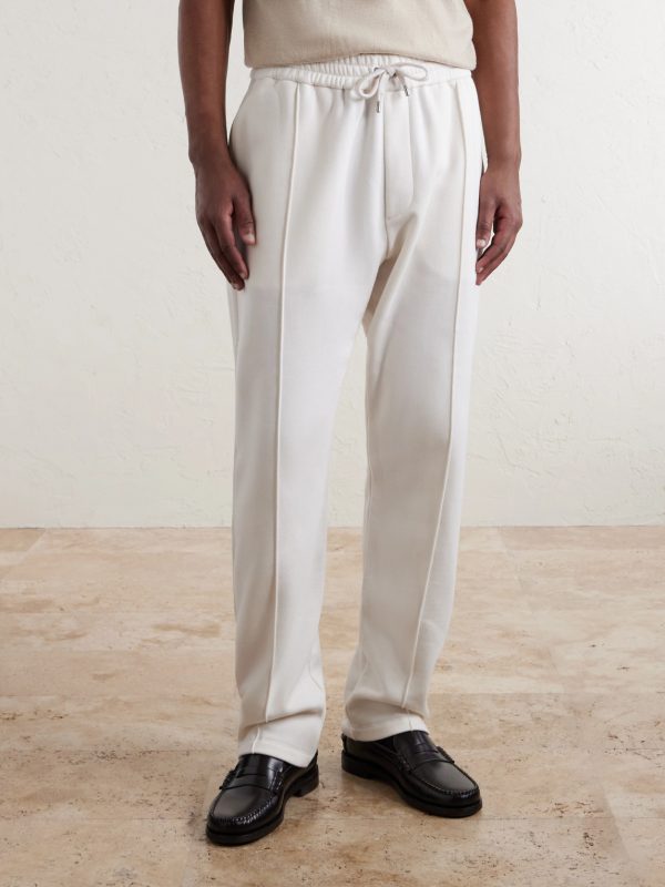 Wimbledon Straight-Leg Embroidered Cotton and Cashmere-Blend Sweatpants - FR Wimbledon Straight-Leg Embroidered Cotton and Cashmere-Blend Sweatpants - FR