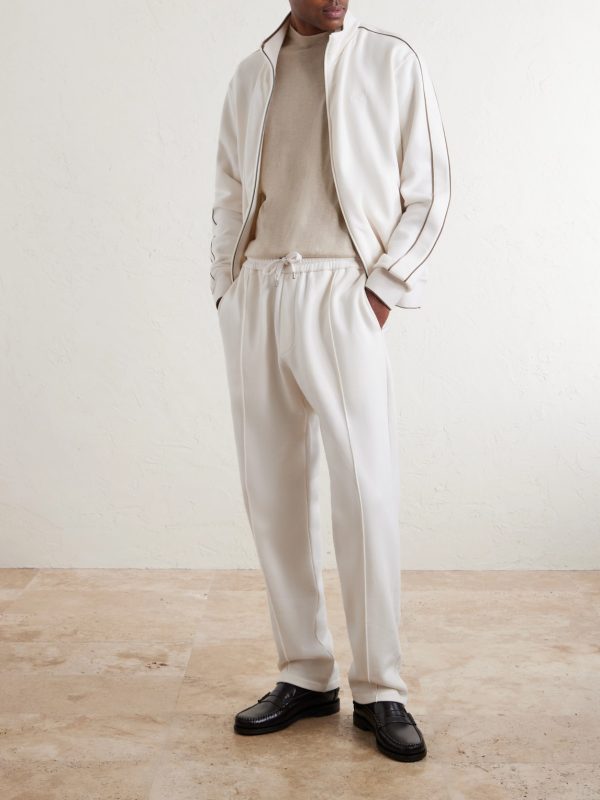 Wimbledon Straight-Leg Embroidered Cotton and Cashmere-Blend Sweatpants - OU Wimbledon Straight-Leg Embroidered Cotton and Cashmere-Blend Sweatpants - OU