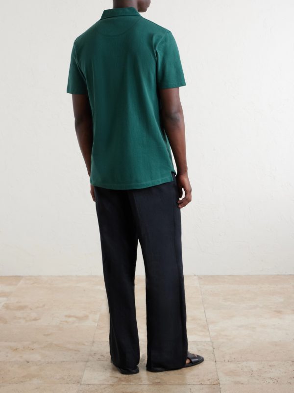 Riviera Slim-Fit Cotton-Mesh Polo Shirt - BK Riviera Slim-Fit Cotton-Mesh Polo Shirt - BK