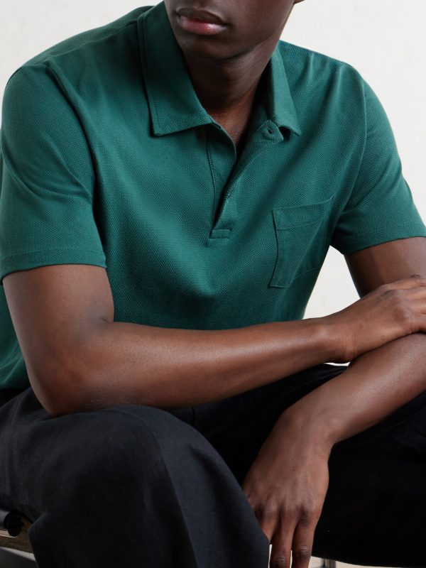 Riviera Slim-Fit Cotton-Mesh Polo Shirt - CU Riviera Slim-Fit Cotton-Mesh Polo Shirt - CU