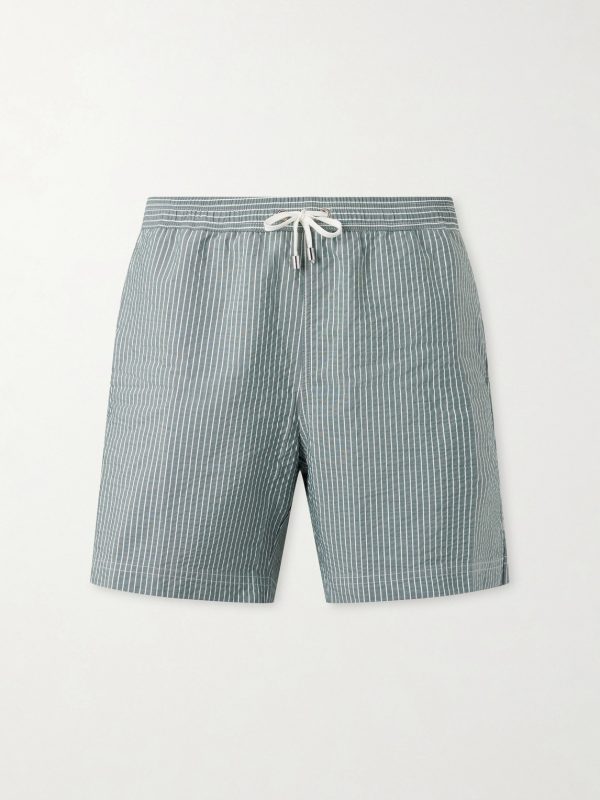 Straight-Leg Striped Swim Shorts Straight-Leg Striped Swim Shorts