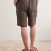 Straight-Leg Linen Shorts - BK Straight-Leg Linen Shorts - BK