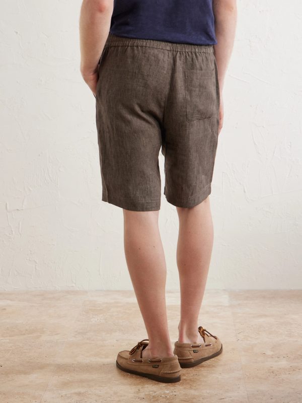 Straight-Leg Linen Shorts - BK Straight-Leg Linen Shorts - BK