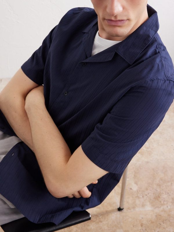 Camp-Collar Textured-Cotton Shirt - CU Camp-Collar Textured-Cotton Shirt - CU