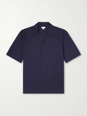Camp-Collar Textured-Cotton Shirt Camp-Collar Textured-Cotton Shirt
