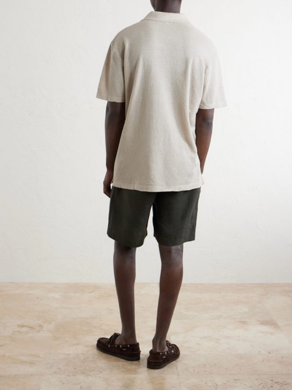 Linen-Piqué Polo Shirt - BK