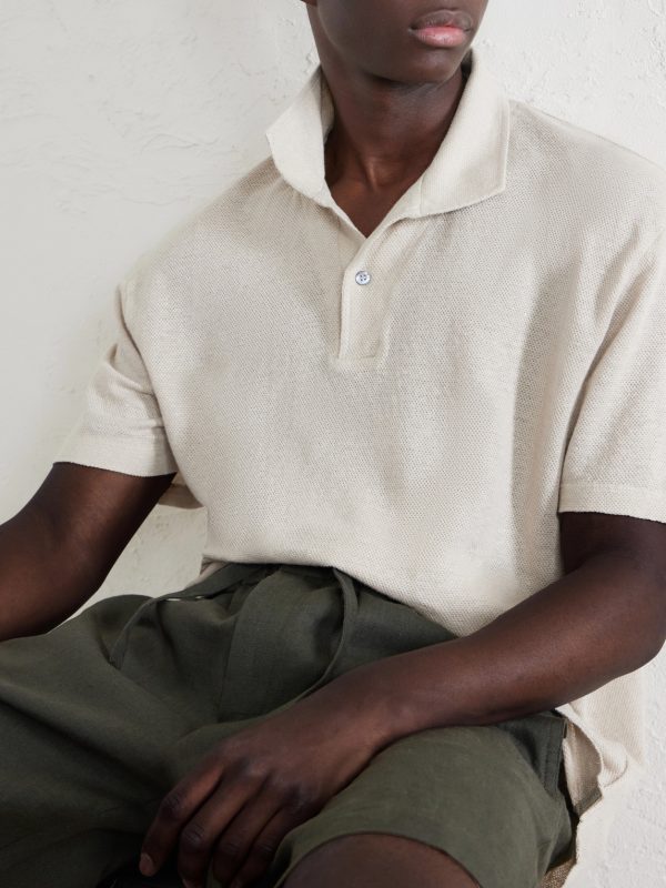 Linen-Piqué Polo Shirt - CU
