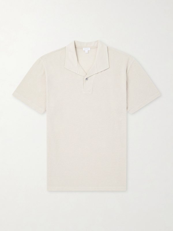 Linen-Piqué Polo Shirt