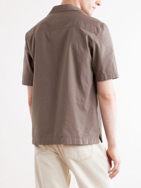 Camp-Collar Textured-Cotton Shirt - BK