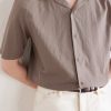 Camp-Collar Textured-Cotton Shirt - CU