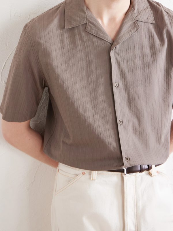 Camp-Collar Textured-Cotton Shirt - CU