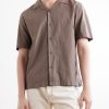 Camp-Collar Textured-Cotton Shirt - FR