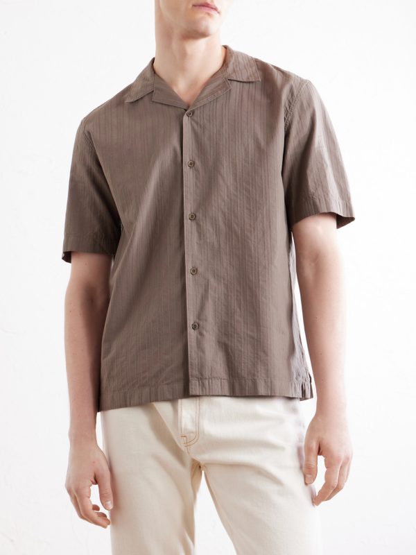 Camp-Collar Textured-Cotton Shirt - FR