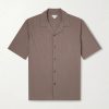 Camp-Collar Textured-Cotton Shirt