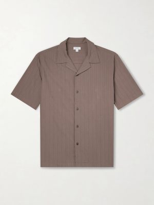 Camp-Collar Textured-Cotton Shirt Camp-Collar Textured-Cotton Shirt