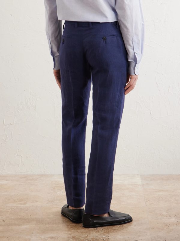 Straight-Leg Pleated Linen Suit Trousers - BK Straight-Leg Pleated Linen Suit Trousers - BK