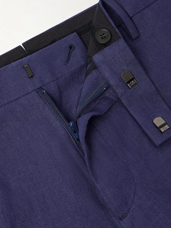 Straight-Leg Pleated Linen Suit Trousers - CU Straight-Leg Pleated Linen Suit Trousers - CU
