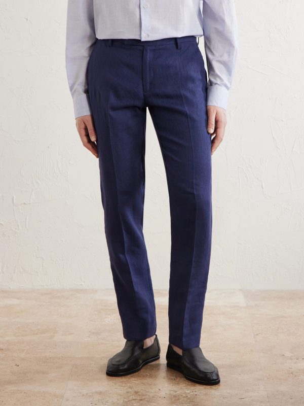Straight-Leg Pleated Linen Suit Trousers - FR Straight-Leg Pleated Linen Suit Trousers - FR
