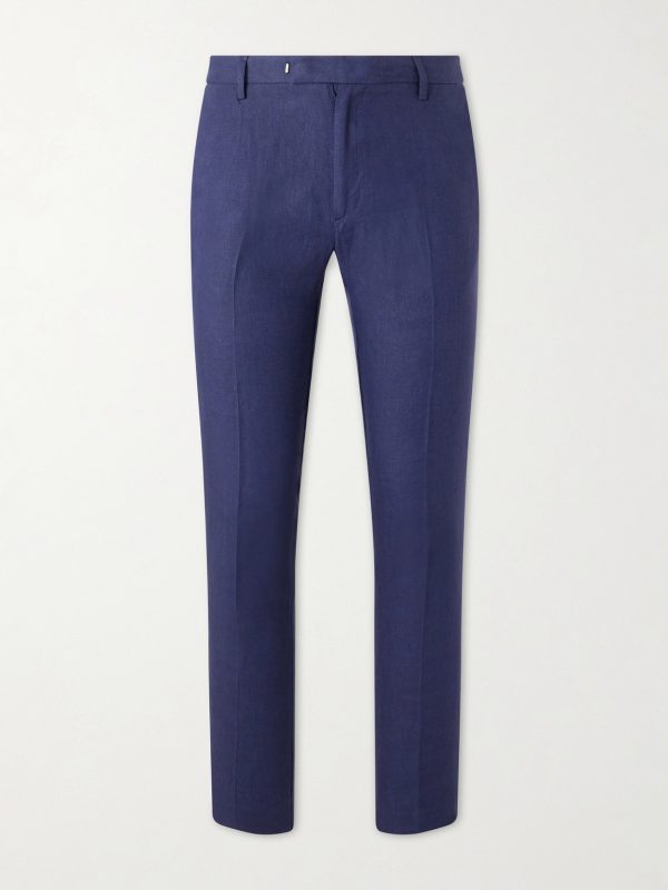 Straight-Leg Pleated Linen Suit Trousers Straight-Leg Pleated Linen Suit Trousers