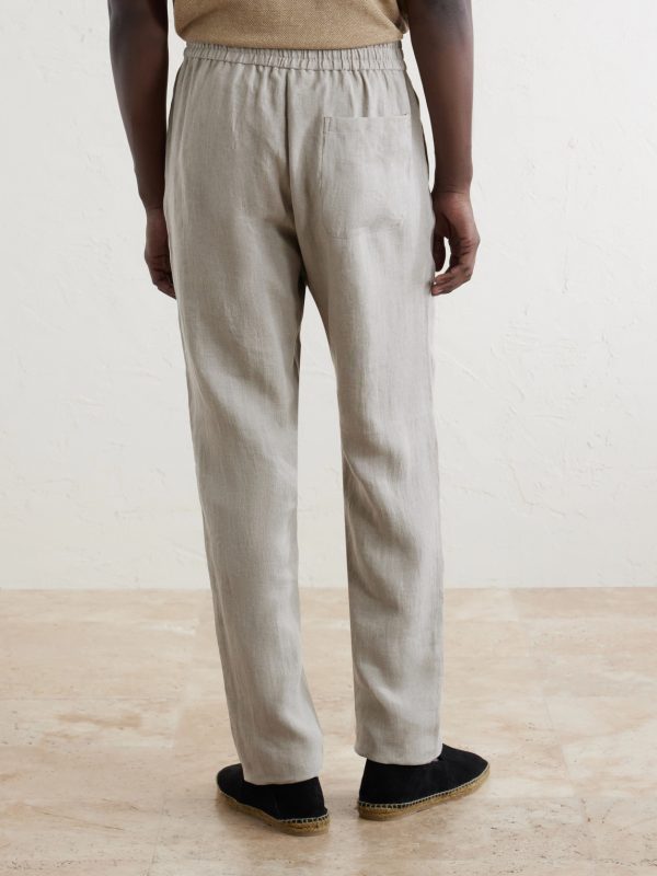 Slim-Fit Straight-Leg Linen Trousers - BK Slim-Fit Straight-Leg Linen Trousers - BK