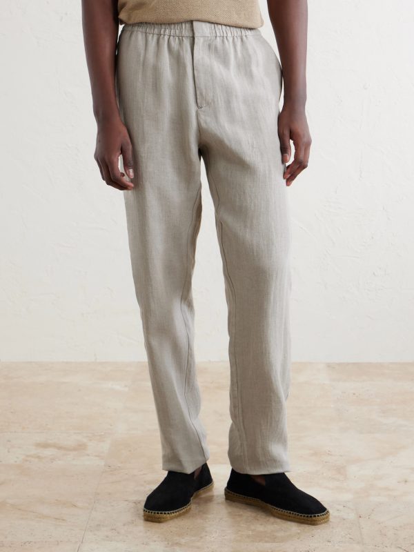 Slim-Fit Straight-Leg Linen Trousers - FR Slim-Fit Straight-Leg Linen Trousers - FR