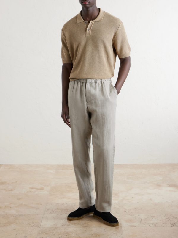 Slim-Fit Straight-Leg Linen Trousers - OU Slim-Fit Straight-Leg Linen Trousers - OU
