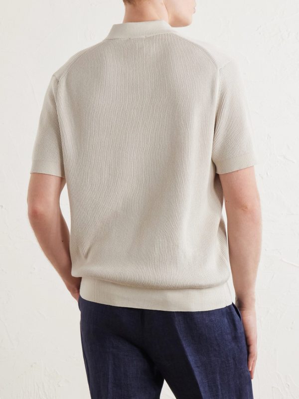 Ribbed Cotton Polo-Shirt - BK