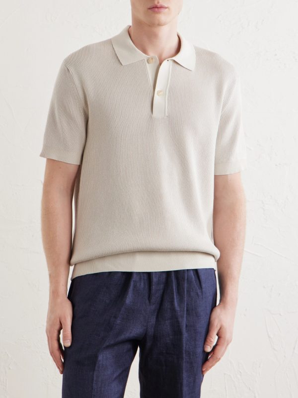 Ribbed Cotton Polo-Shirt - FR